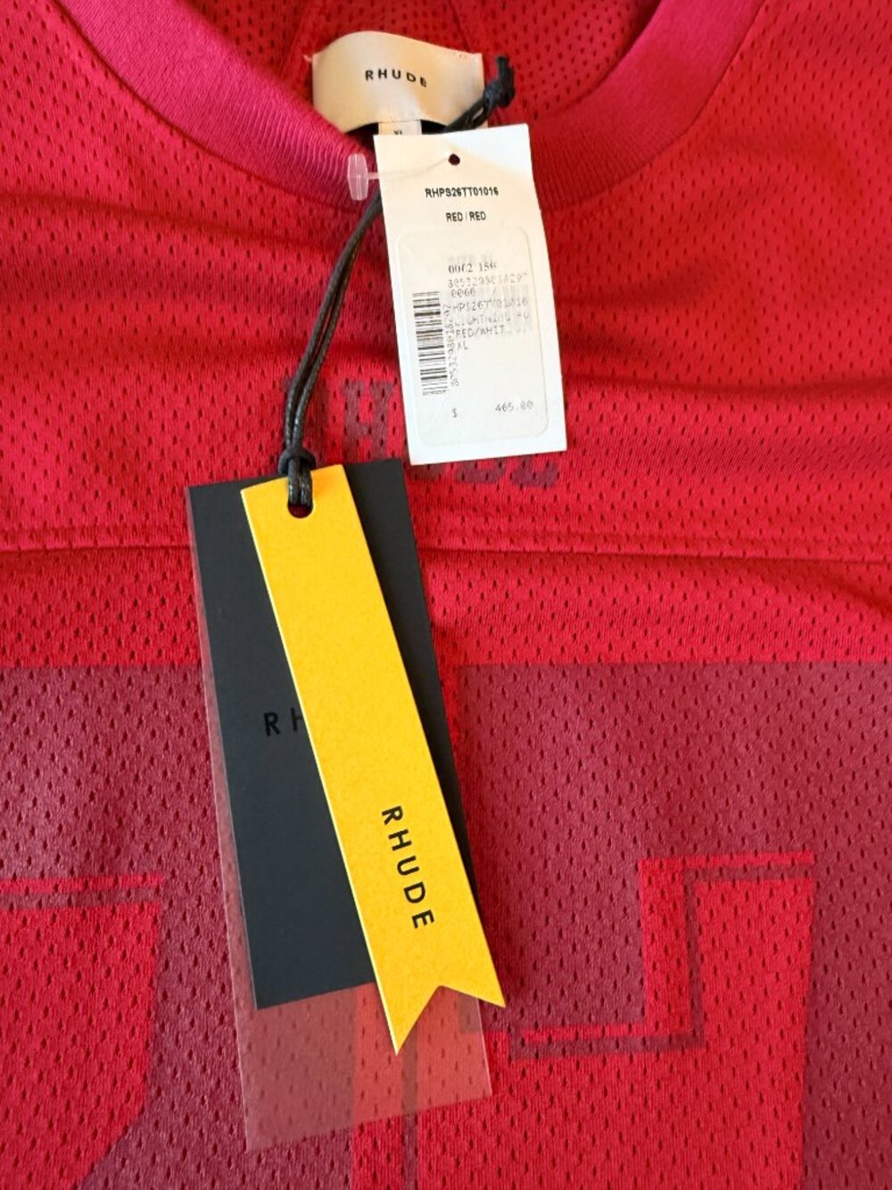 RHUDE Red Football Jersey - Size XL - Red NWT - Picture 5 of 8